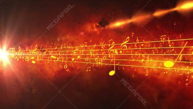 Animated background with musical notes, Music note