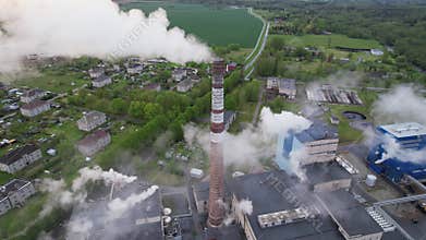 An aerial view of the pulp and paper mill