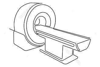 Simple outline illustration continuous single line art design of mri machine