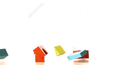 Structure made of building blocks knocking over