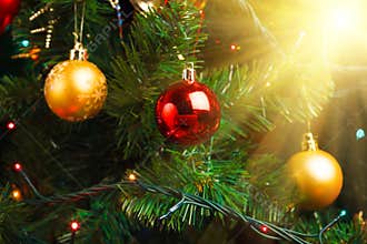 Christmas tree decoration with shiny glare