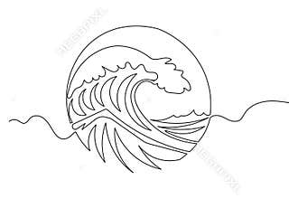 Continuous one line drawing minimalist style isolate ocean wave icon