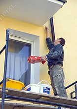 Painting house facade