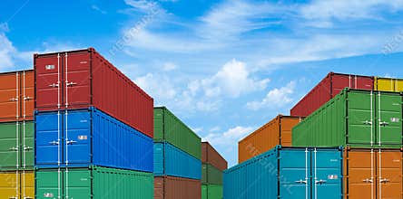 Export or import shipping cargo container stacks