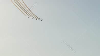 Fighter Jets in Formation with Smoke Trails
