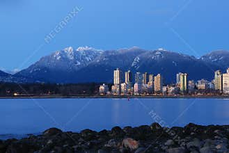 Vancouver cityscape with grouse mountain