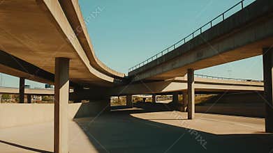 Modern urban highway overpass concrete architecture