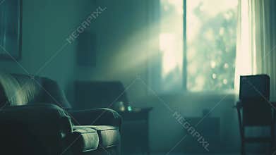 Sunlight streaming into a calm home living room