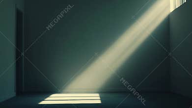 Light beam reaching empty room bringing hope