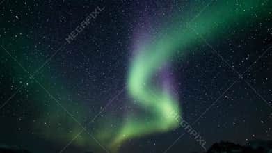 Aurora Borealis Over Silent Night Sky Dancing