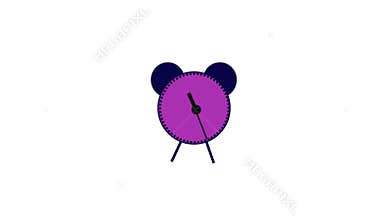 Purple cartoon alarm clock with white background animated stock ai generative