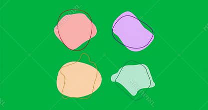 On start, four blobs pulsing and rotating outlines over noise on transparent backdrop for looping