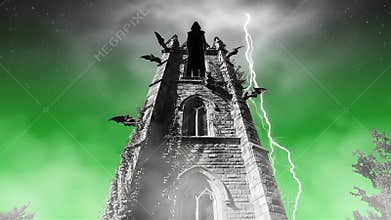Haunted Gothic Tower Under a Stormy Night