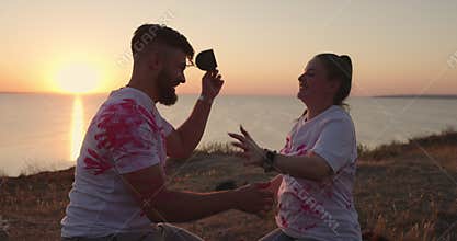 The couple is happy to be having a girl. Gender party.