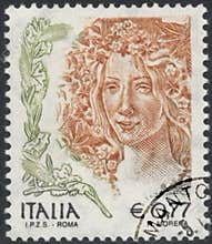 Italian Postage Stamp Featuring Botticelli\'s Primavera