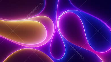 3D abstract neon waves flowing