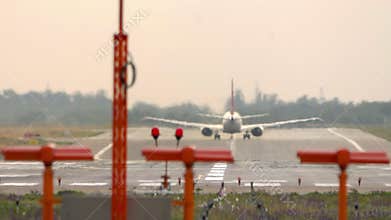 Airliner accelerating for takeoff