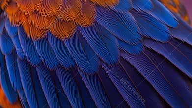 Vibrant Macaw Feathers Close Up Texture Background Detail