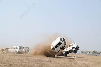 Police Car at Bomb blast Hyderabad India