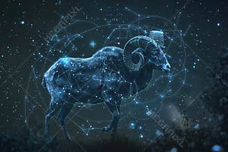 Abstract astrological concept of Aries zodiac sign symbol