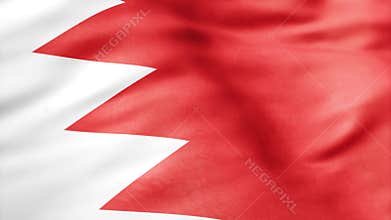 An AI-generated of the flag of Bahrain waving with sharp white serrated edge and vibrant red field