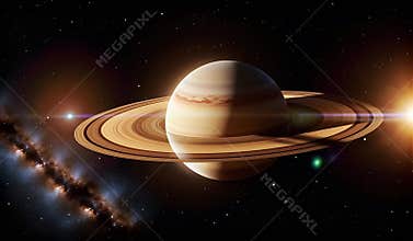 Stunning Saturn in Cosmic Splendor: Rings and Stars in Perfect Harmony