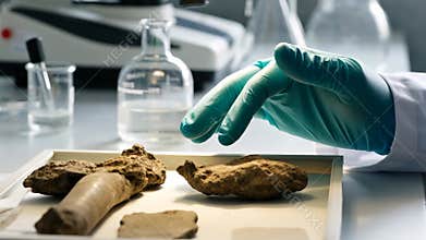 AI Archaeologist examines artifacts in lab setting