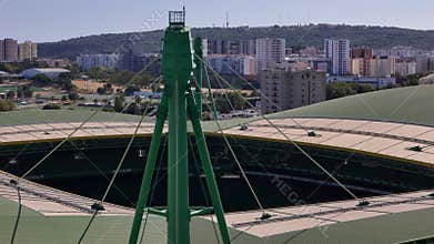 Aerial drone view of the Jose Alvalade stadium, home of Sporting Clube Portugal
