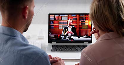 Virtual Lawyer Meeting: Online Videoconference Call For Legal Mediation