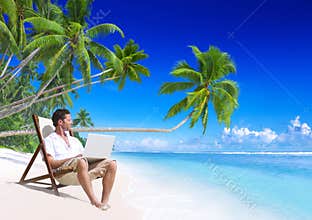 Man Working on the Beach