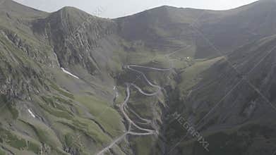 Aerial View of a Caucasus Mountains With Abano Pass In Tusheti National Park, Georgia, Most Dangerous Road