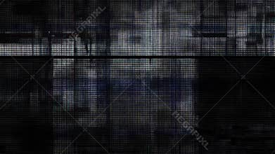 AI-generated abstract illustration of a severely corrupted video feed with a clear pixel grid