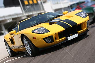 Super car at race circuit