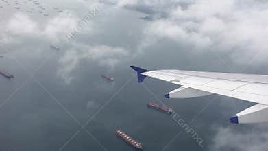 View from aircraft window after take off.