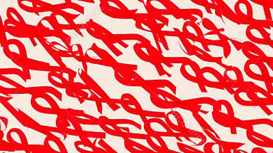 Red hiv aids awareness ribbons animated background