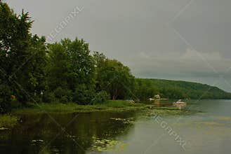 Cloudy summer day on Bark Lake, Québec, Canada