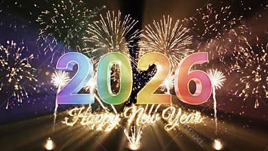 Colorful 2026 happy new year fireworks display festive celebration
