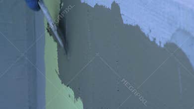 Installed yellow styrofoam insulation sheets on building wall