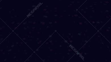 Chaotic scattered red dots on dark background