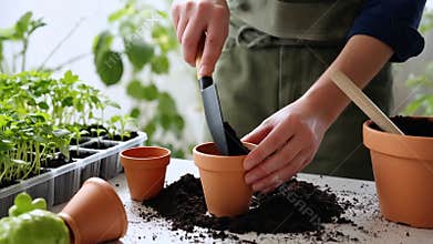AI Gardening with clay pots