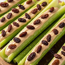 Ants on a log celery sticks with peanut butter and raisins for a healthy snack idea