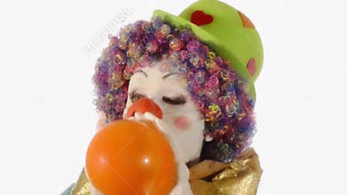 Funny clown blowing up a balloon