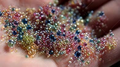 Macro shot of fluidfilled chickenpox vesicles bursting on hand demonstrating contagious stage of the disease