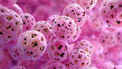 Dermoscopic view of chickenpox lesions clustered in pink skin areas emphasizing vesicle texture and inflammation
