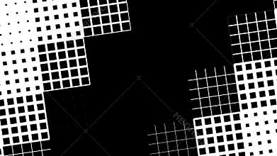 Modern geometric black and white pattern with squares and rectangles