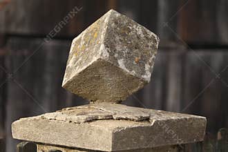 Mounted stone cube
