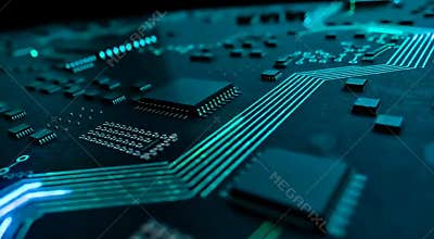 Glowing Digital Circuit Board Animation