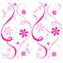 Pink Flowers Confetti Swirl