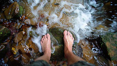 Ultimate Cold Water Therapy Barefoot in the Forest Creek