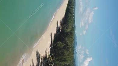 Aerial of beauty deserted beach and calm sea